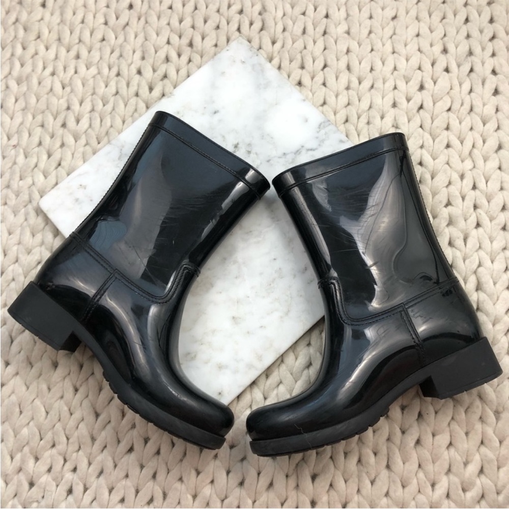 Prada Black Glossy Rain Boots - Picture 2 of 5